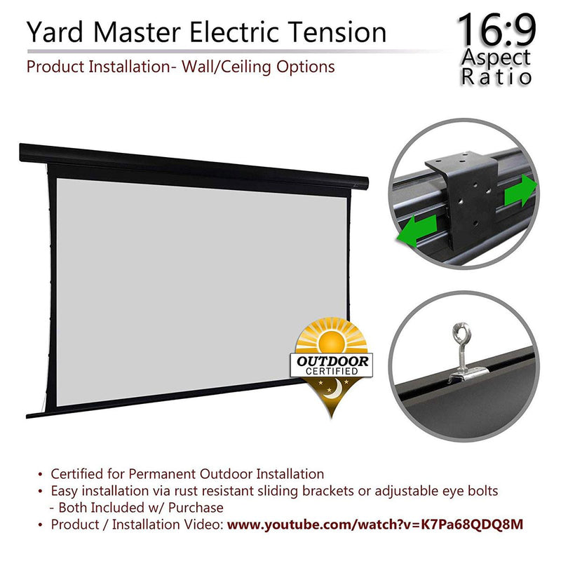 Elite Screens Yard Master Tension Series WraithVeil Dual 150" 16:9 Electric Motorized Outdoor Front/Rear Projection Movie Screen | OMS150HT-ELECTRODUAL