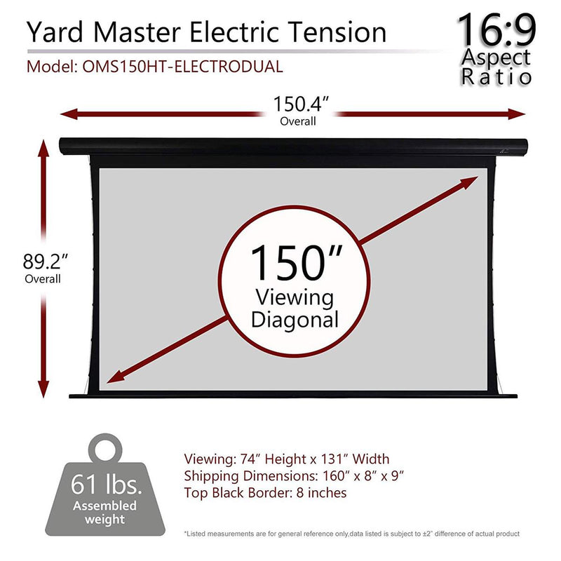 Elite Screens Yard Master Tension Series WraithVeil Dual 150" 16:9 Electric Motorized Outdoor Front/Rear Projection Movie Screen | OMS150HT-ELECTRODUAL