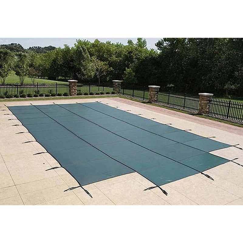 Loop-Loc 15-Year Mesh Safety In Ground Swimming Pool Cover | Grecian 16'-6" x 32'-6" | 4' x 8' Center End Step | LL163248GCES