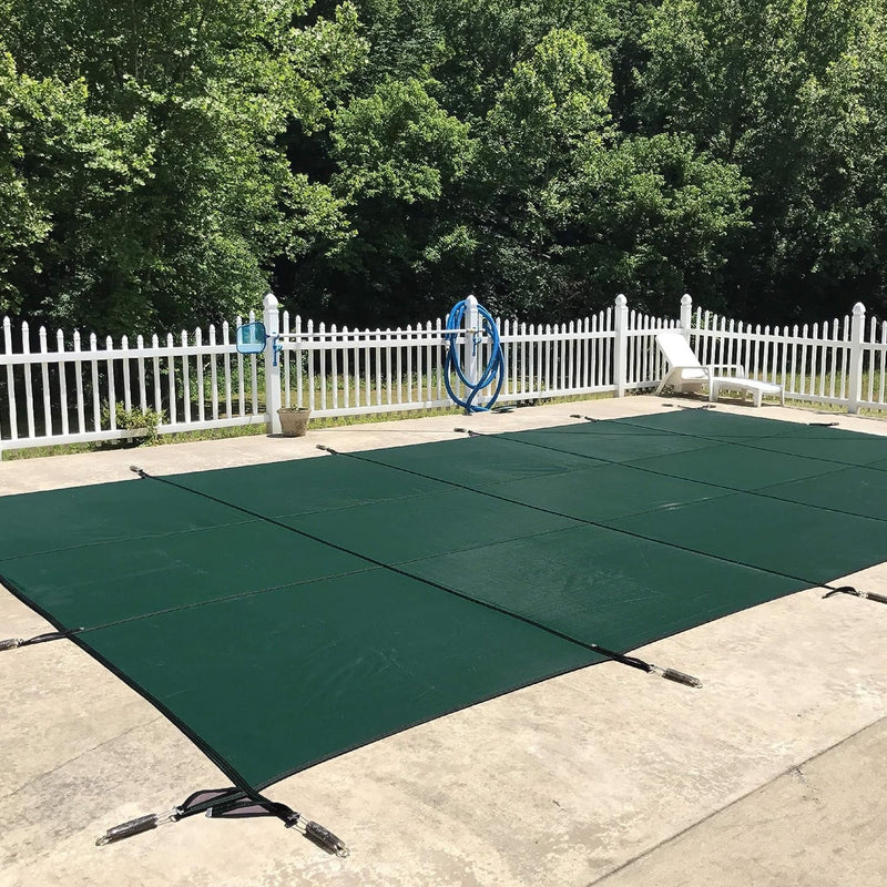 Loop-Loc 15-Year Solid Safety In Ground Swimming Pool Cover | Rectangle 14' x 28' | No Outside Step | Drain Panel | LLS1428