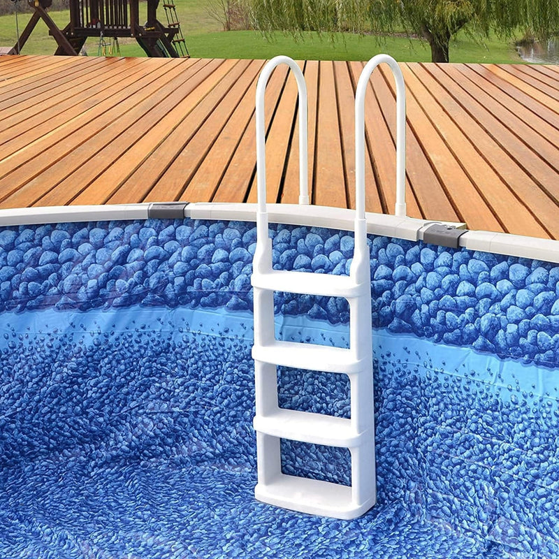 Main Access 200200 Easy Incline Above Ground Swimming Swimming Pool Ladder with Complete Entry System and Aluminum Handrails | White | 200200