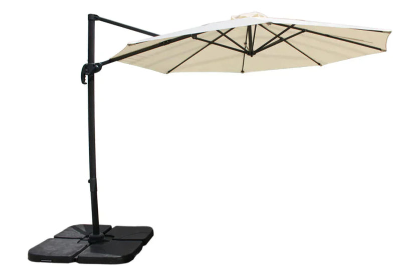 Panama Jack 10ft Round Cantilever Patio Umbrella W/ Off-White Cover & 105 lbs Base | PJO-2801-GRY-RCU