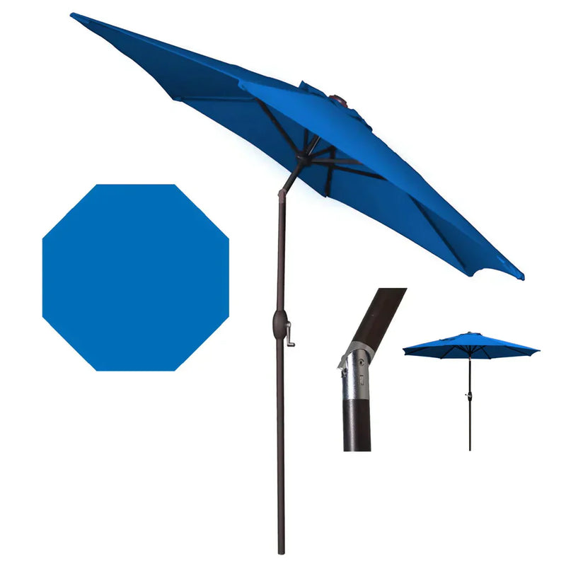 Panama Jack 9ft Diameter Aluminum Crank Umbrella Blue Fabric | PJO-6001-BLUE