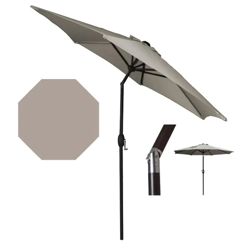 Panama Jack 9ft Diameter Aluminum Crank Umbrella Grey Fabric | PJO-6001-GREY