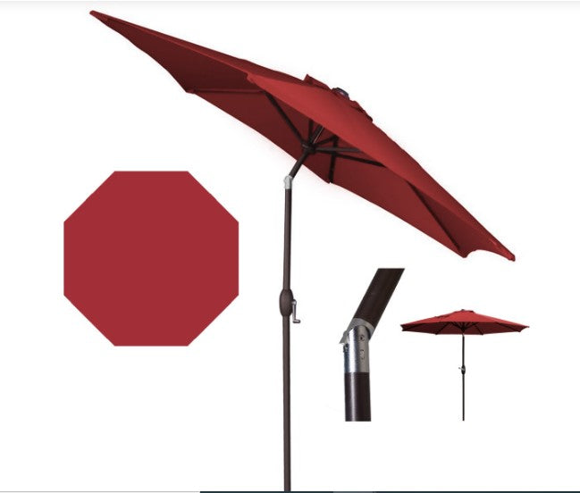 Panama Jack 9ft Diameter Aluminum Crank Umbrella Red Fabric | PJO-6001-RED