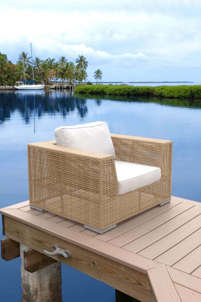 Panama Jack Austin Collection Lounge Chair with Outdoor Off-White Fabric | PJO-3801-NAT-LC