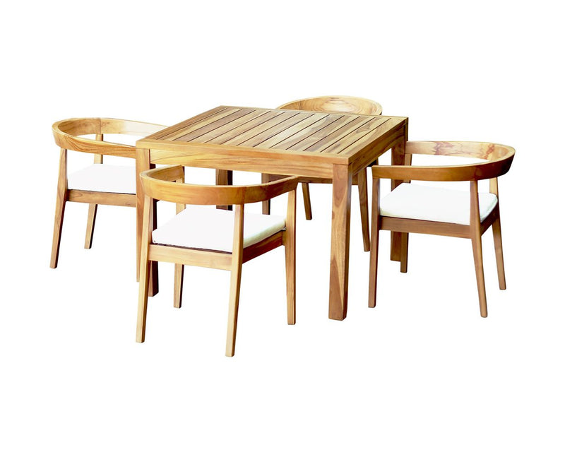 Panama Jack Bali Teak Collection 5 Piece Dining Set with Outdoor Beige Fabric | PJO-3601-NAT-5DA