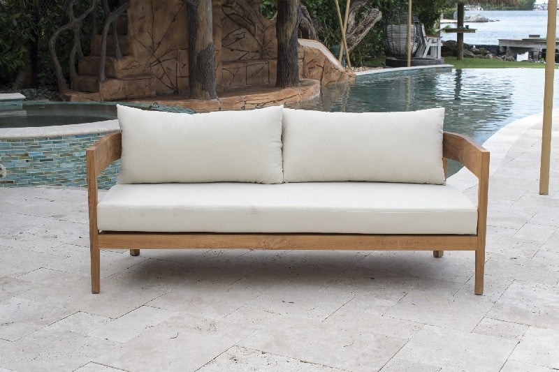 Panama Jack Bali Teak Collection Sofa with Outdoor Beige Fabric | PJO-3601-NAT-S