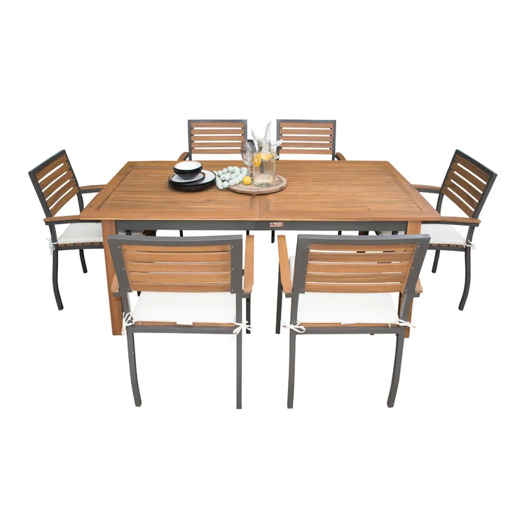 Panama Jack Boca Grande Collection 7 Piece Rectangular Dining Set | PJO-3201-GRY-7DA