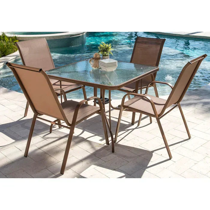 Panama Jack Café Collection 40" Square Dining Table  With Hammered Tempered Glass 40 x 40 x 29 | PJO-9001-ESP-SQ