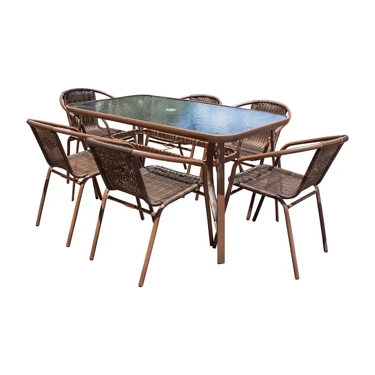 Panama Jack Café Collection 55" Rectangular Dining Table With Hammered Tempered Glass 55 x 32 x 29 | PJO-9001-ESP-RT