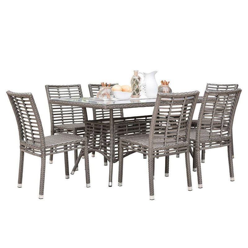 Panama Jack Graphite Collection 7 Piece Rectangular Dining Set | PJO-1601-GRY-7DS