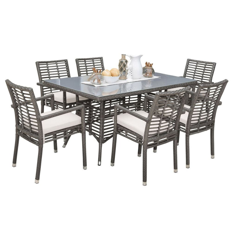 Panama Jack Graphite Collection 7 Piece Rectangular Dining Set | PFO-1601-GRY-7DA