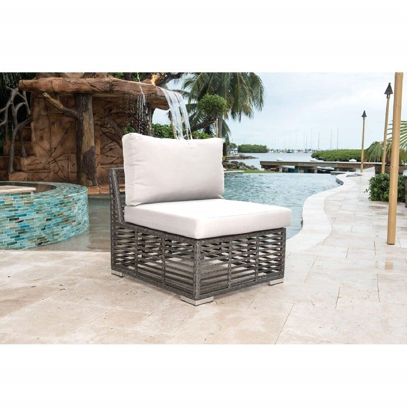 Panama Jack Graphite Collection Modular Armless Chair with Outdoor Off-White Fabric | PJO-1601-GRY-A