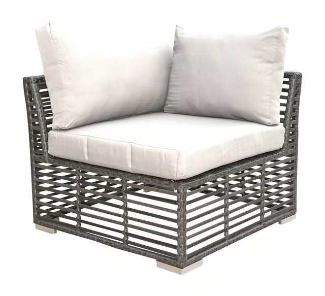 Panama Jack Graphite Collection Modular Corner Unit with Outdoor Off-White Fabric | PJO-1601-GRY-C