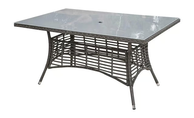 Panama Jack Graphite Collection Rectangular 36" x 60" Table with Grey Tempered Glass 36 x 60 x 29 | PJO-1601-GRY-RT