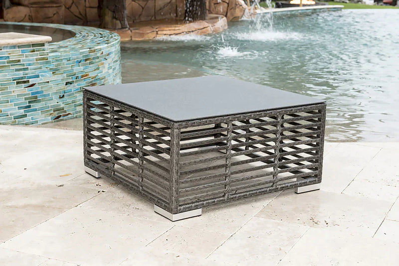 Panama Jack Graphite Collection Square Coffee Table Woven Top 28 x 28 x 14