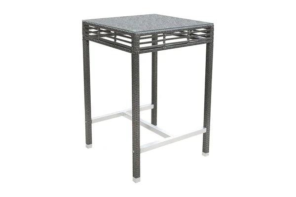 Panama Jack Graphite Collection Square Pub Table  with Clear Tempered Glass 36 x 36 x 43 | PJO-1601-GRY-PT