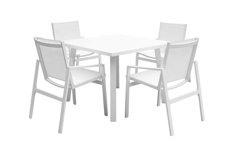 Panama Jack Mykonos Collection 5 Piece Side Chair Dining Set | PJO-2401-WHT-5DA