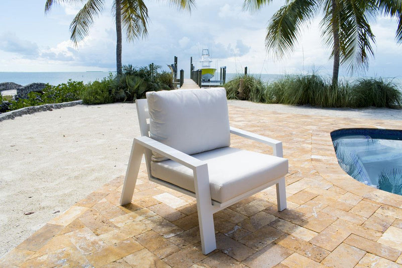 Panama Jack Mykonos Collection Lounge Chair with Outdoor Off-White Fabric | PJO-2401-WHT-LC