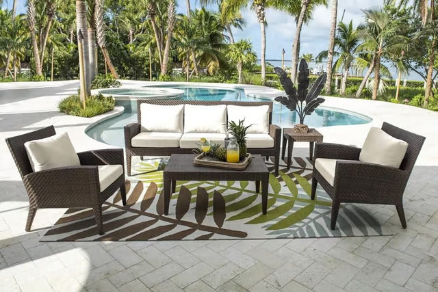 Panama Jack Oasis Collection 5 Piece Seating Set with Outdoor Off-White Fabric) | PJO-2201-JBP-5PS