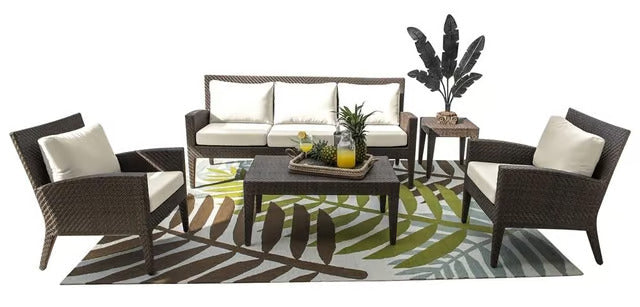 Panama Jack Oasis Collection 5 Piece Seating Set with Outdoor Off-White Fabric) | PJO-2201-JBP-5PS