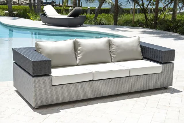 Panama Jack Onyx Collection 5 Piece Seating Set with Outdoor Off-White Fabric | PJO-1901-BLK-5PS