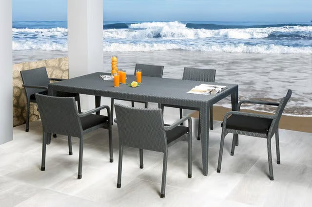 Panama Jack Onyx Collection 7 Piece Rectangular Dining Set | PJO-1901-BLK-7DA