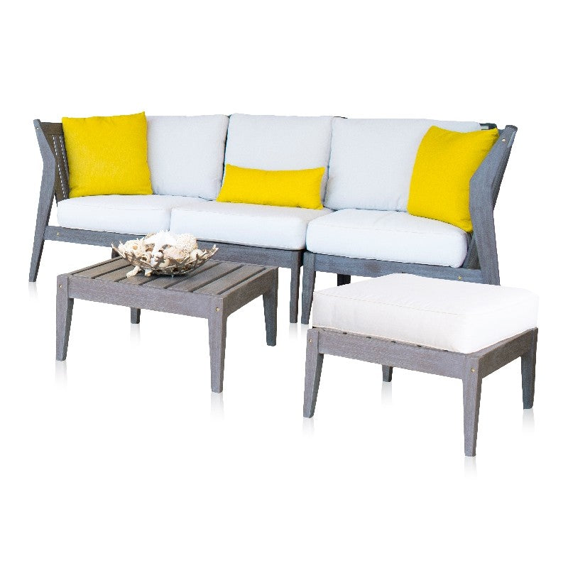 Panama Jack Poolside Collection 5 Piece Sectional Set with Outdoor Off-White Fabric | PJO-2701-GRY-5SEC