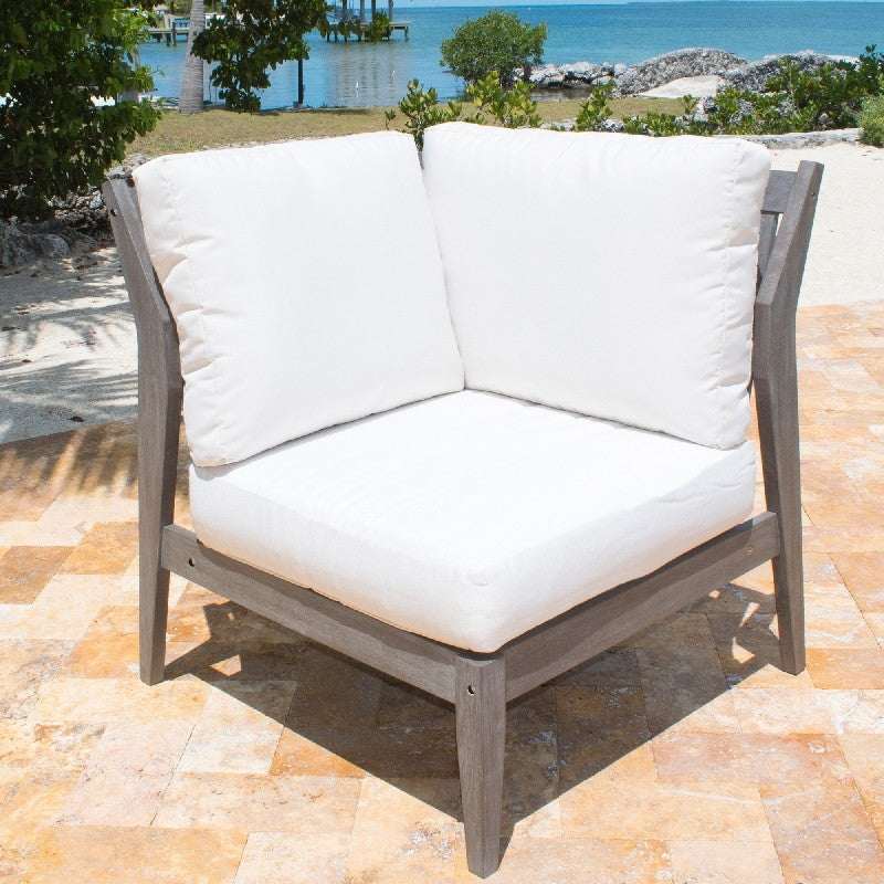 Panama Jack Poolside Collection Corner Chair with Outdoor Off-White Fabric  | PJO-2701-GRY-C