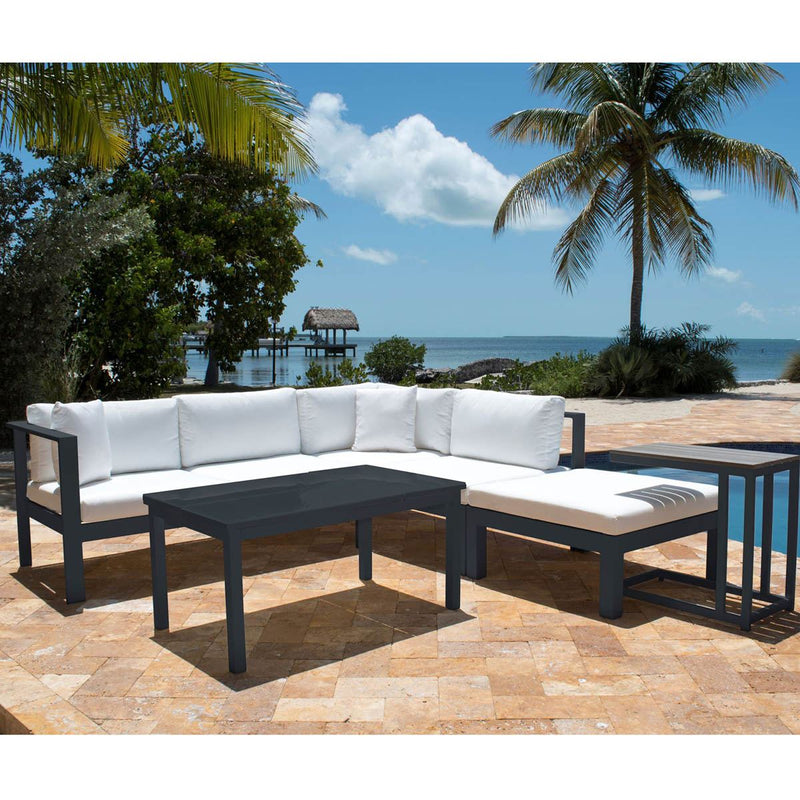 Panama Jack Sandcastle Collection 5 Piece Sectional Set with Outdoor Off-White Fabric | PJO-2601-GRY-SET