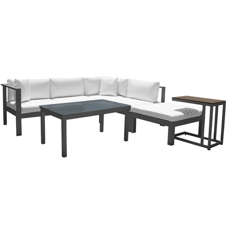 Panama Jack Sandcastle Collection 5 Piece Sectional Set with Outdoor Off-White Fabric | PJO-2601-GRY-SET