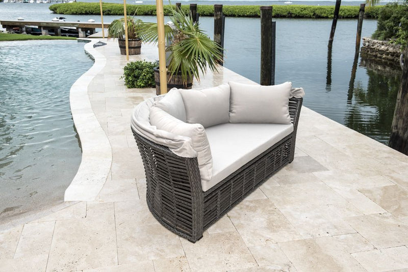 Panama Jack Daybed Canoby Daybed with Ottoman with Outdoor Off-White Fabric | PJO-1601-GRY-CD