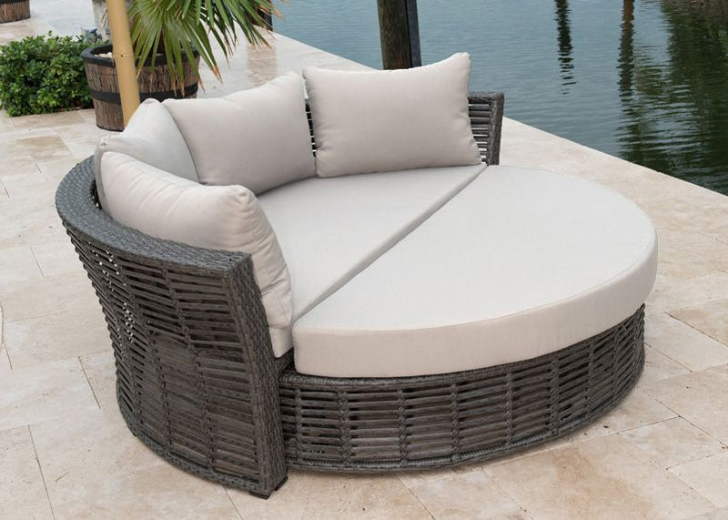 Panama Jack Daybed Canoby Daybed with Ottoman with Outdoor Off-White Fabric | PJO-1601-GRY-CD