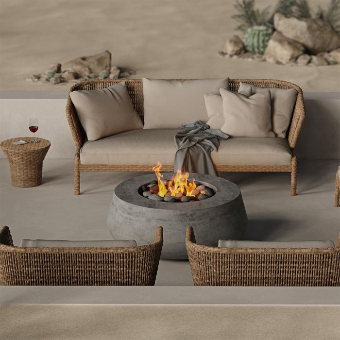 Prism Hardscapes Dune 42-Inch Concrete Round Outdoor Fire Pit Bowl