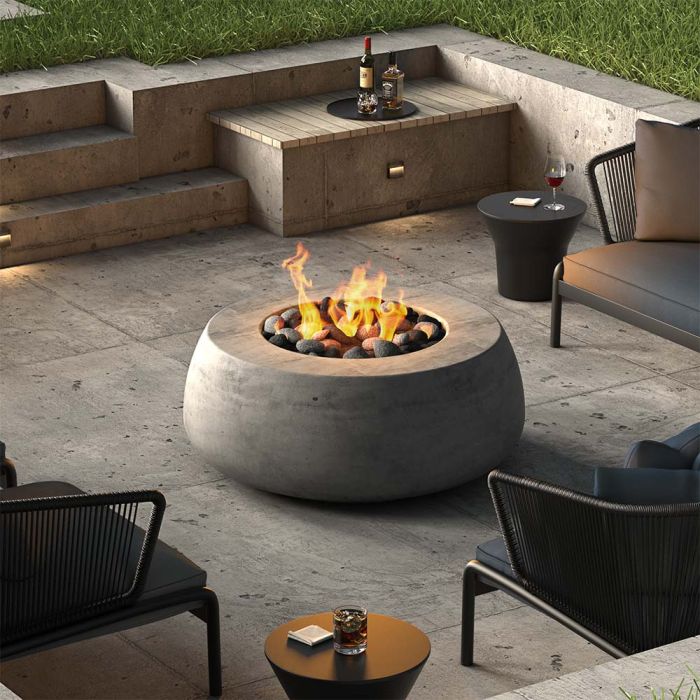 Prism Hardscapes Dune 42-Inch Concrete Round Outdoor Fire Pit Bowl