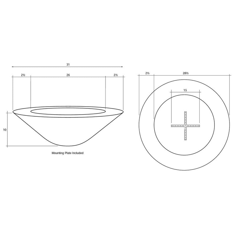 Prism Hardscapes Embarcadero Pedestal 31-Inch Concrete Round Outdoor Fire Pit Bowl