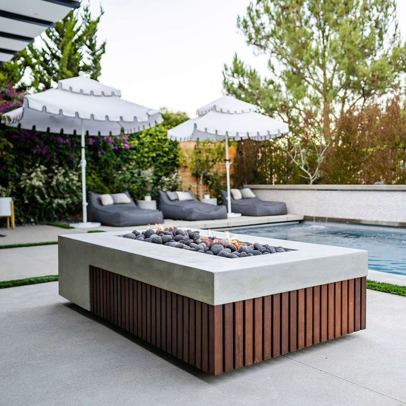 Prism Hardscapes Fairmont 72-Inch Concrete Rectangular Outdoor Fire Pit Table