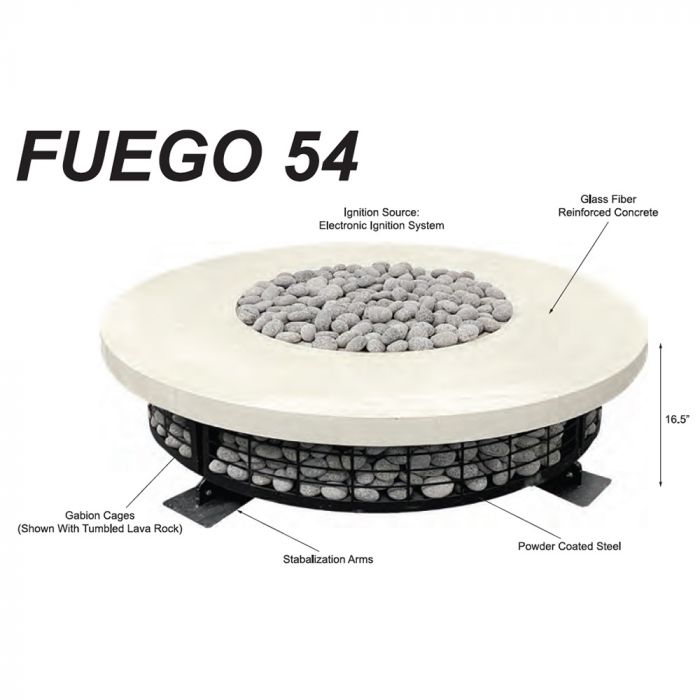 Prism Hardscapes Fuego 54-Inch Concrete - Gas Fire Pit