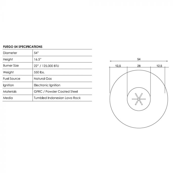 Prism Hardscapes Fuego 54-Inch Concrete - Gas Fire Pit