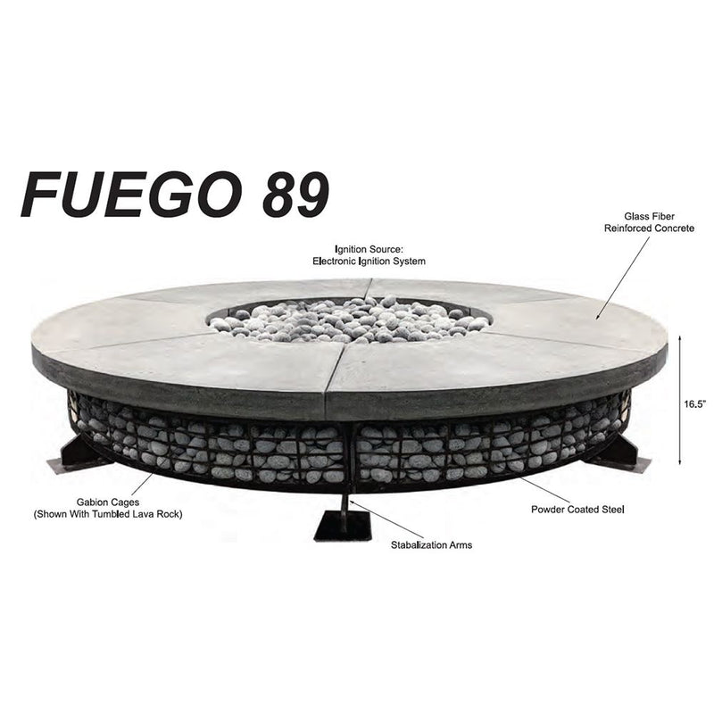 Prism Hardscapes Fuego 89-Inch Fire Pit Table Concrete