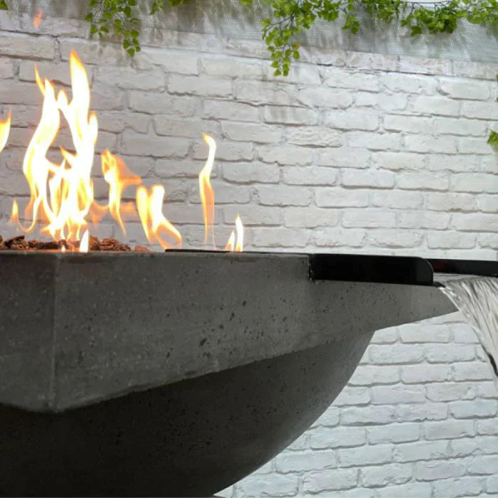 Prism Hardscapes Ibiza 29-Inch Concrete Round Outdoor Fire Pit Bowl - Match Lit