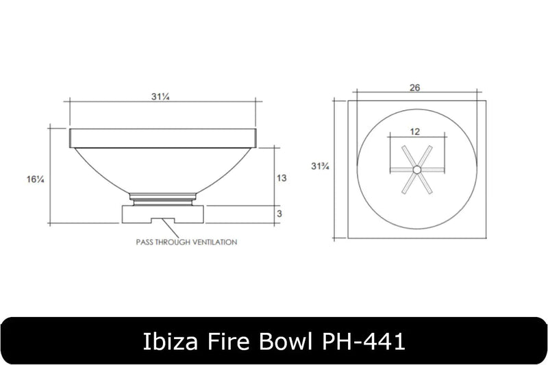 Prism Hardscapes Ibiza 29-Inch Concrete Round Outdoor Fire Pit & Water Bowl - Match Lit