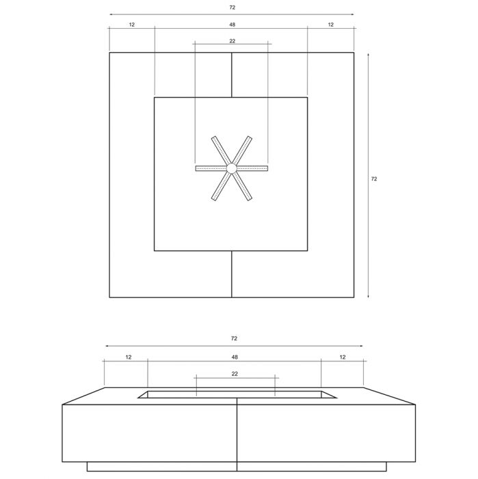 Prism Hardscapes Largo 72-Inch Concrete Square Outdoor Fire Pit Table