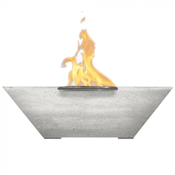 Prism Hardscapes Lombard 29-Inch Concrete Square Outdoor Fire Pit Bowl - Electronic Igniter