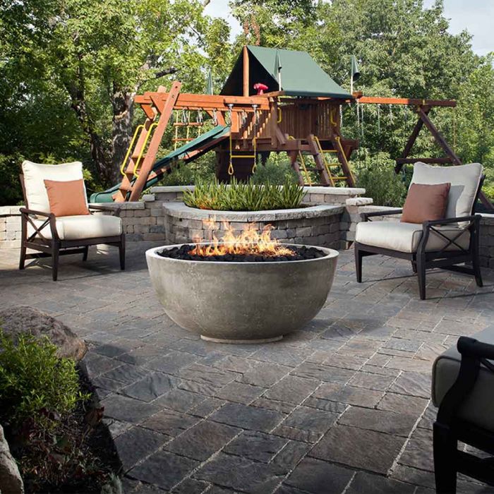 Prism Hardscapes Moderno 1 39-Inch Concrete Round Outdoor Fire Pit Bowl