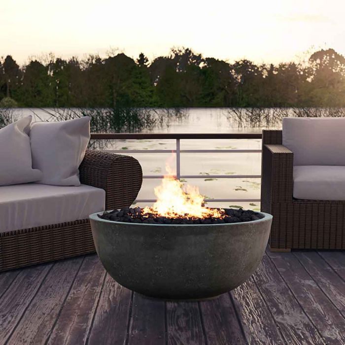 Prism Hardscapes Moderno 1 39-Inch Concrete Round Outdoor Fire Pit Bowl