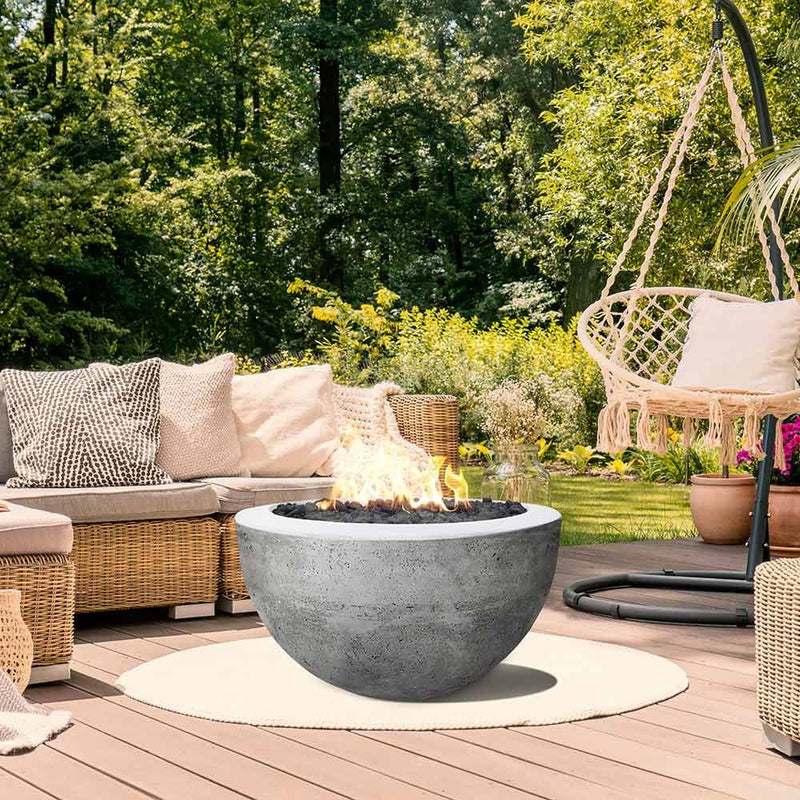 Prism Hardscapes Moderno 3 30-Inch Concrete Round Outdoor Fire Pit Bowl