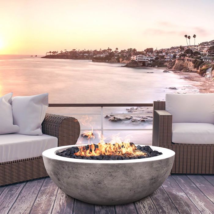 Prism Hardscapes Moderno 4 48-Inch Concrete Round Outdoor Fire Pit Bowl