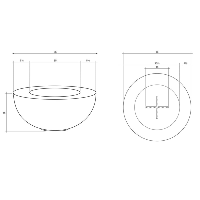 Prism Hardscapes Moderno 5 36-Inch Concrete Round Outdoor Fire Pit Bowl